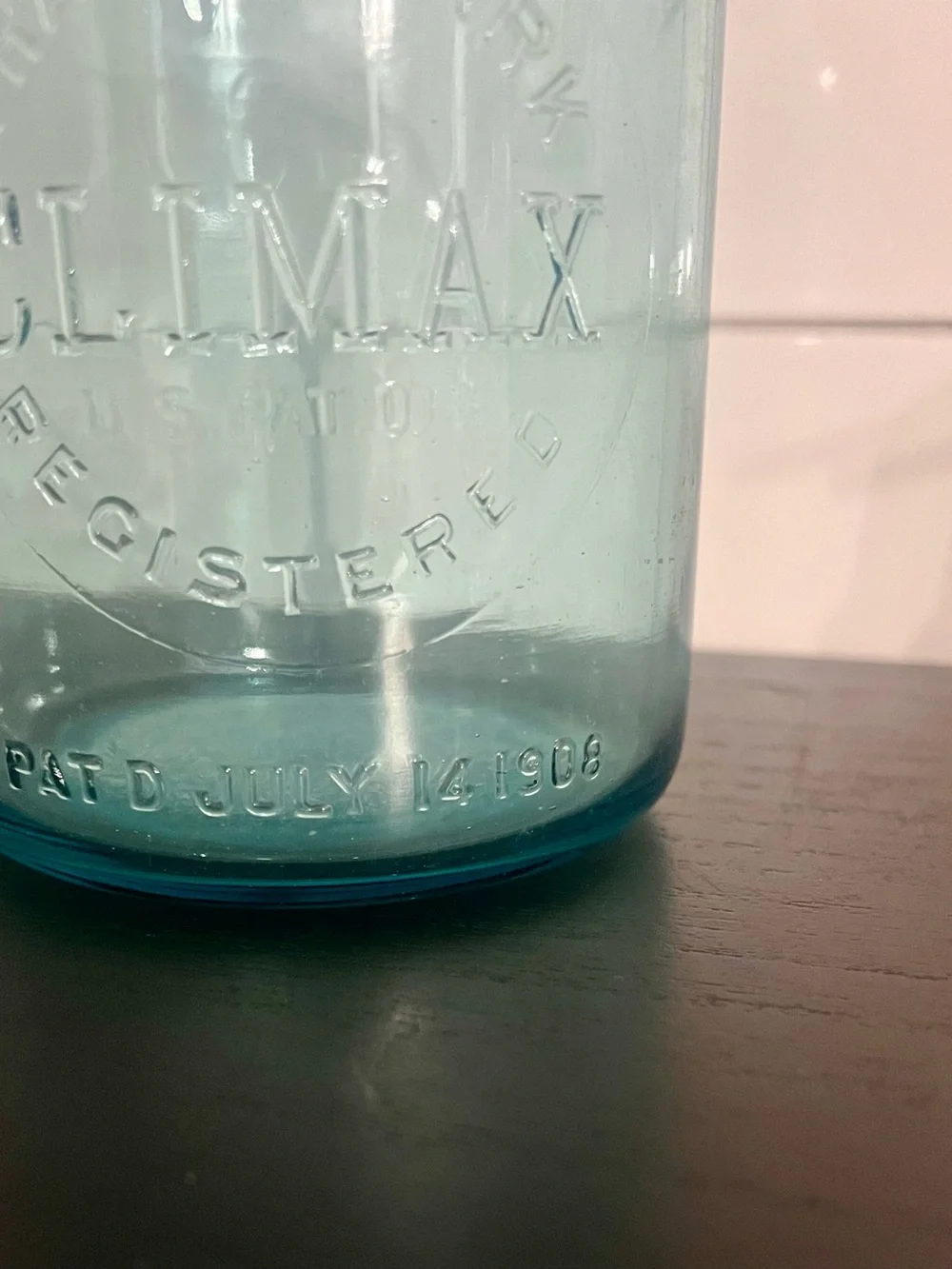 Vintage Climax Embossed Aqua Glass Storage Jars - Set of 2